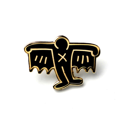 PINTRILL - Bat Demon Pin - Black and Gold - Main Image